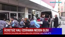 Ücretsiz halı için birbirlerini ezdiler!