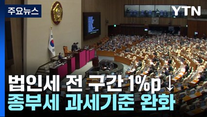 법인세 1%p↓·종부세 완화안 통과...예산안 처리 예정 / YTN
