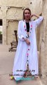 Fashioness Line Embroidery Modern Abaya with Crochet