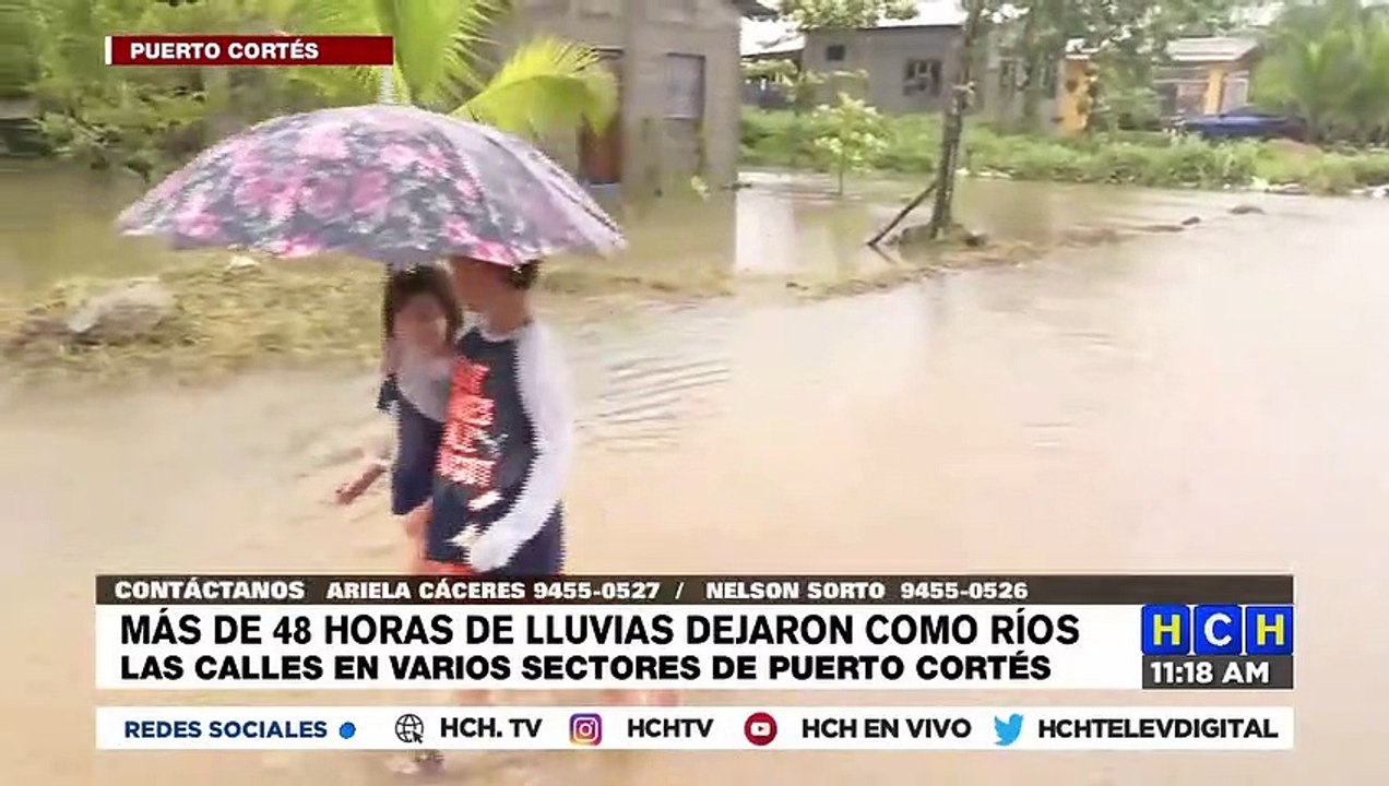¡Hasta "la pata" de agua! Inundados diversos sectores de Puerto Cortés debido a recientes lluvias