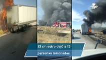 Choque entre autobús y tráiler provoca incendio en carretera de Sonora