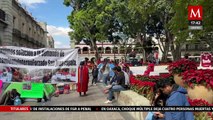 Indígenas triquis realizan plantón en el zócalo de Oaxaca