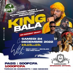RDV TOUT À L'HEURE SAM 24 DEC sur le terrain de sogbossito avec KING BALA