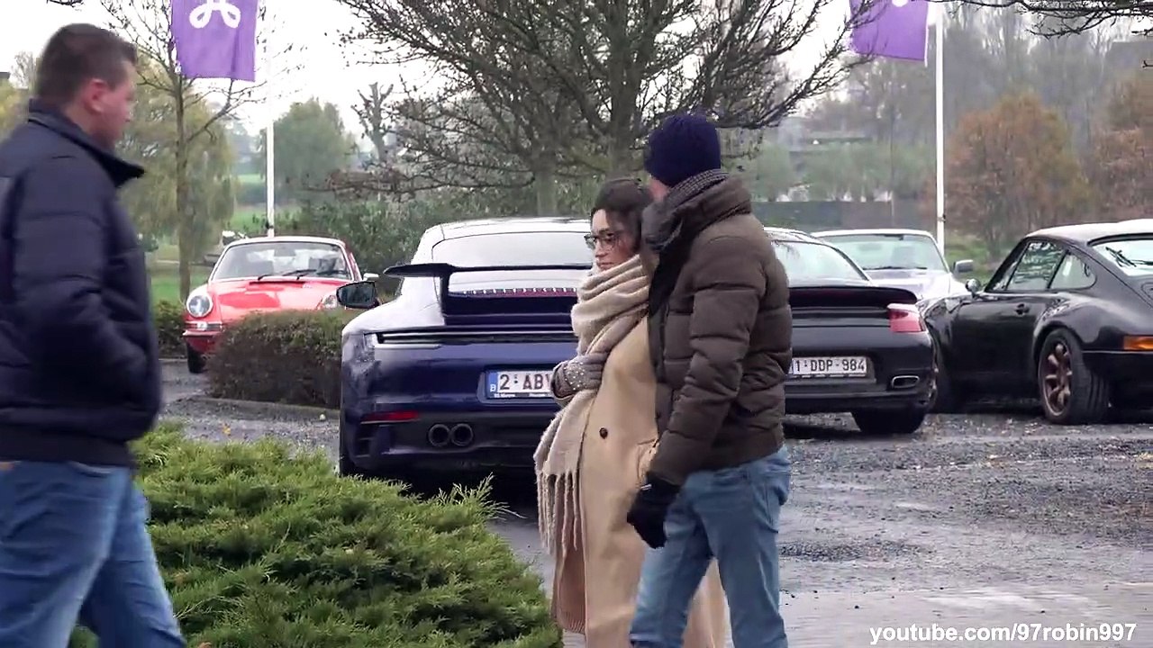 Porsches leaving a Carmeet Porsche - Coffee 2022