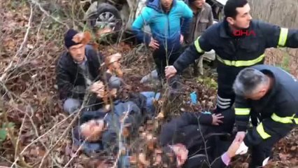 ERBAA'DA OTOMOBİL UÇURUMA YUVARLANDI 3 YARALI
