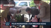 Polresta pulau Amboni Musnahkan 4 Ton Minuman Keras