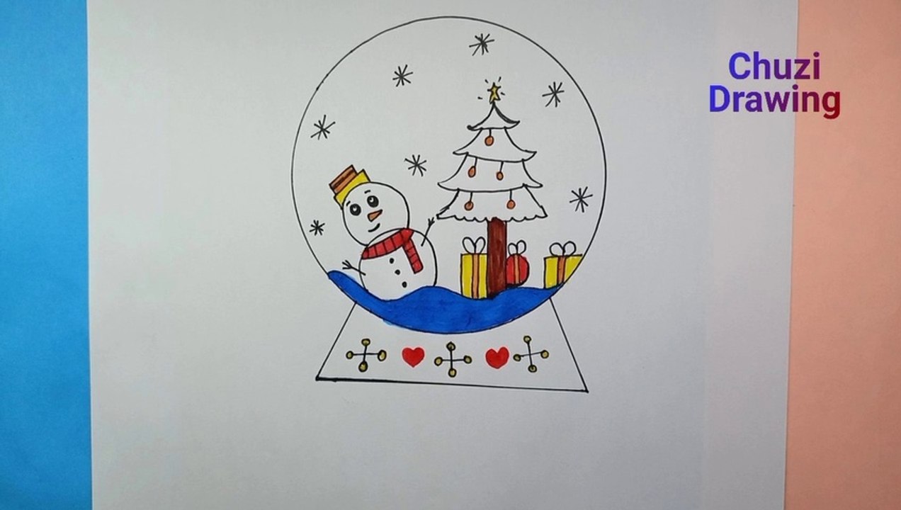 How To Draw A Snow Globe || How To Draw A Christmas Globe