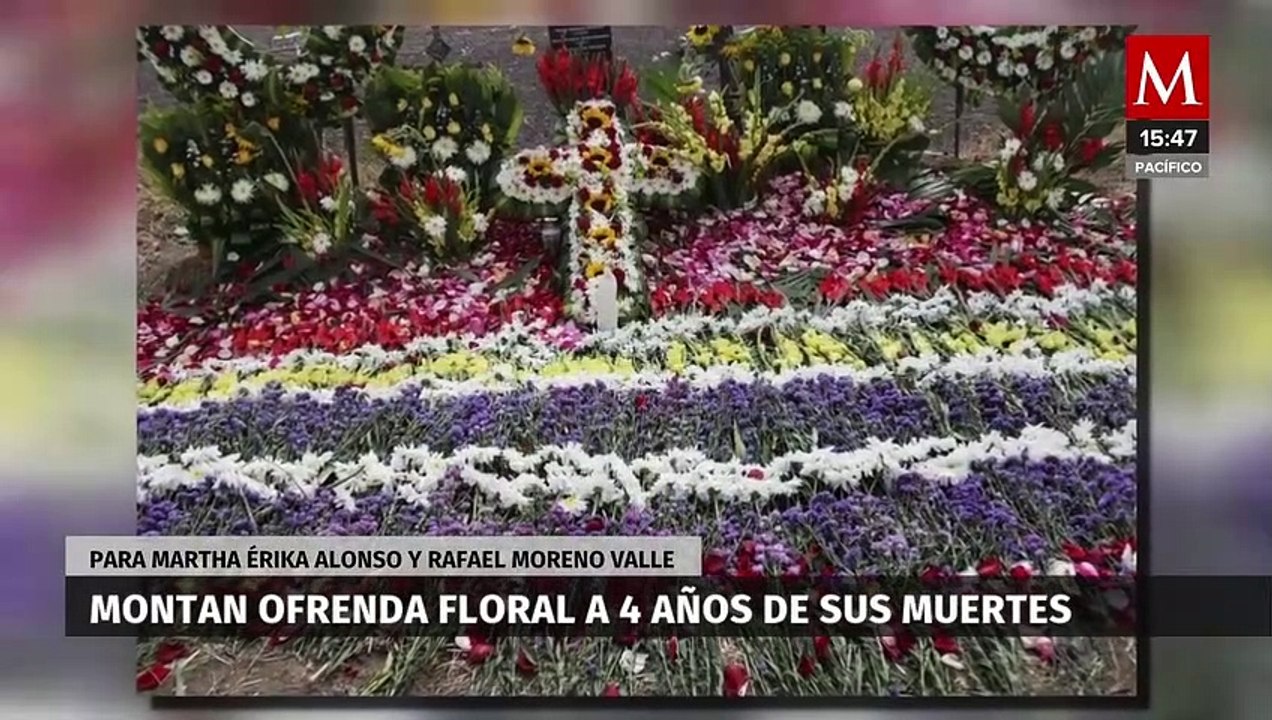 Colocan ofrenda floral donde fallecieron Martha Érika Alonso y Moreno Valle en Puebla