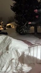 Leaping Into the Snow in Slow Motion