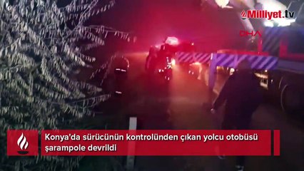 Konya'da yolcu otobüsü devrildi: 15 yaralı