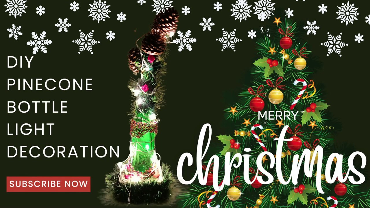 How to make BOTTLE LIGHTS for Christmas | DIY Light up Bottles | Xmas Pinecone Decoration Ideas