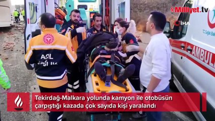 Tekirdağ'da yolcu otobüsü ile kamyon çarpıştı: Çok sayıda yaralı var
