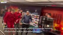 Galatasaray'da sakatlık yaşayan Kazımcan Karataş, stadı koltuk değnekleriyle terk etti