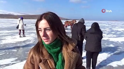 Sonunda Kars'a kış geldi! Çıldır Gölü'nden büyüleyen manzara