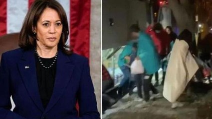 ABD Başkan Yardımcısı Kamala Harris'e Noel sürprizi! Evinin önüne onlarca göçmen yollandı