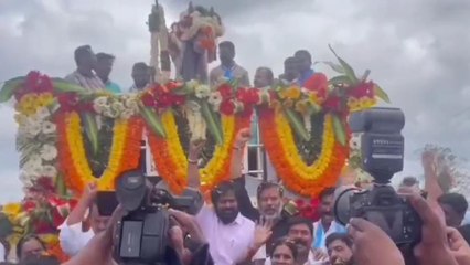 పెద్దకొత్తపల్లి: మంత్రి శ్రీనివాస్ గౌడ్ కి గజమాలతో సత్కారం