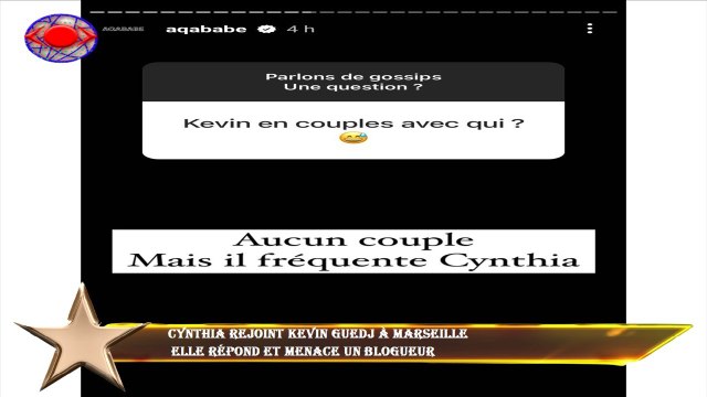 Cynthia rejoint Kevin Guedj à Marseille elle répond et menace un blogueur