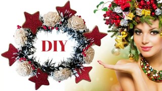 How to make Christmas Tiara Crown at  Home | DIY Sola Wood Flower Hair Accessories | Xmas Headband Headpiece