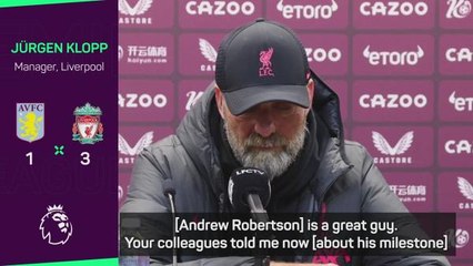 Video herunterladen: Klopp celebrates 'special' Robertson and Salah milestones