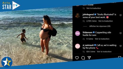 Chrissy Teigen enceinte : en bikini sur la plage, elle dévoile son spectaculaire baby bump