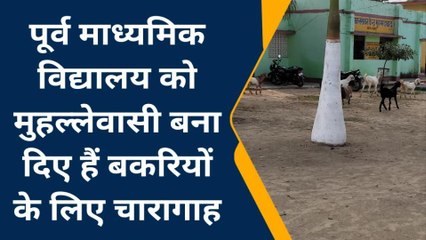 गाजीपुर का एक ऐसा स्कूल जहां भेड़-बकरियों के साथ पढ़ने को मजबूर हैं बच्चे, देखे वीडियो