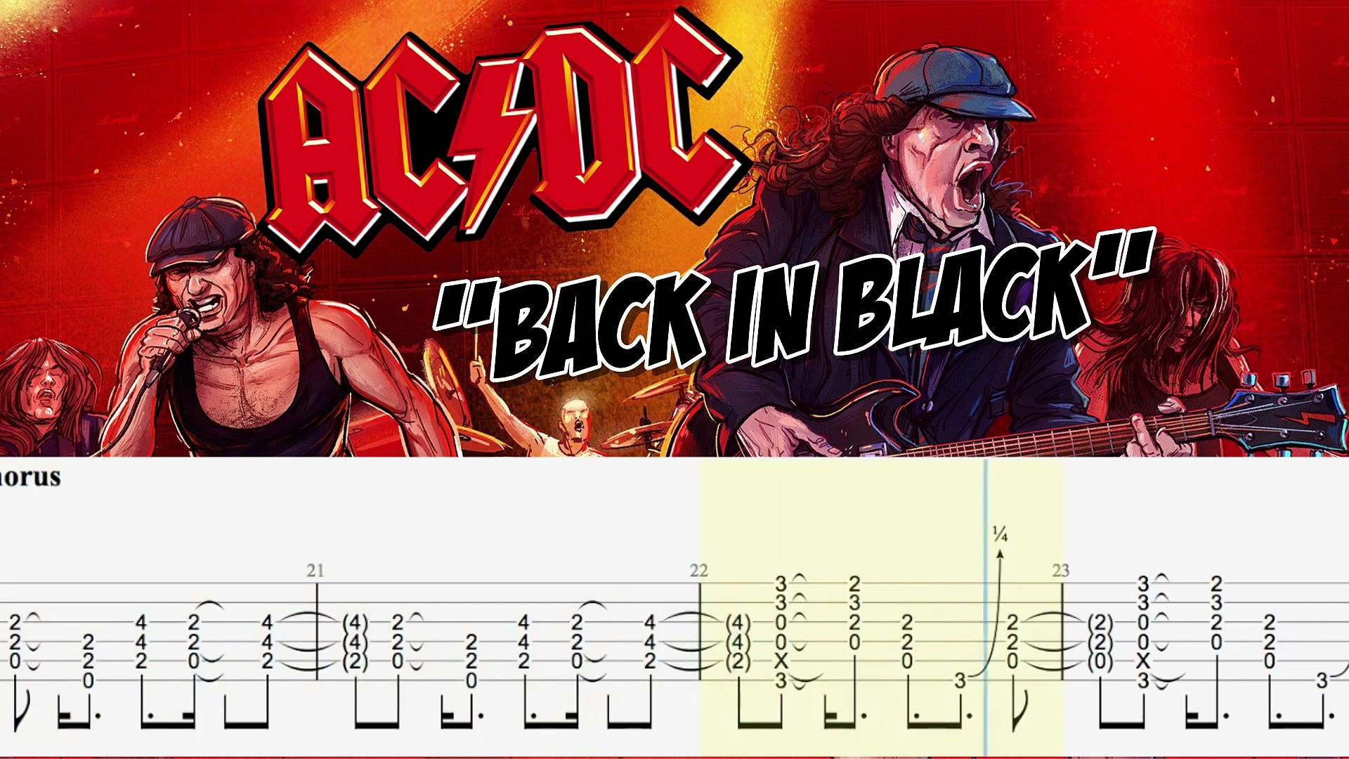 AC/DC - BACK IN BLACK Guitar Tab | Guitar Cover | Karaoke | Tutorial Guitar  | Lesson | Instrumental | No Vocal - video Dailymotion