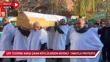 Tunceli’de çöp tesisine karşı çıkan köylülerden kefenli- tabutlu protesto