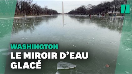 Le miroir d’eau de Washington recouvert de glace