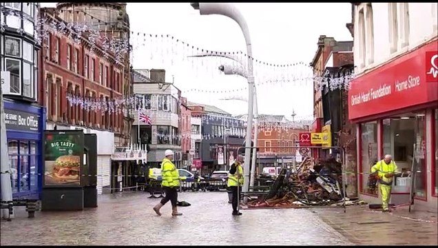 Collapsed building after major fire in Blackpool