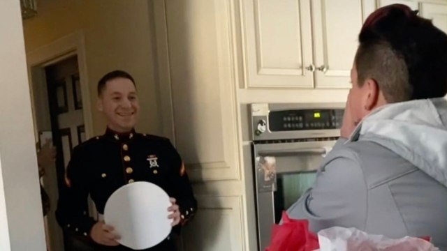 Military Mom Surprised With Marine Son's Hat Before Reunion