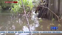 ¡Tras mermar la lluvia! Baja nivel del agua en zonas inundadas de Puerto Cortés