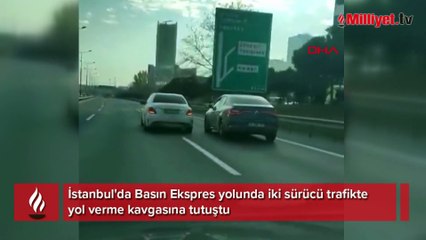 Basın ekspres yolunca trafikte akılalmaz magandalık