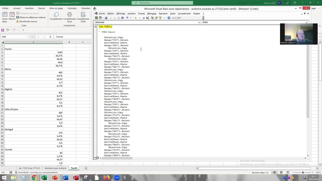 Excel filtrage macro VBA pour graphique