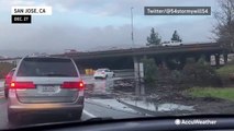 Rainwater floods California roadways