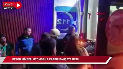 Download Video: Beton mikseri otomobile çarpıp bahçeye uçtu