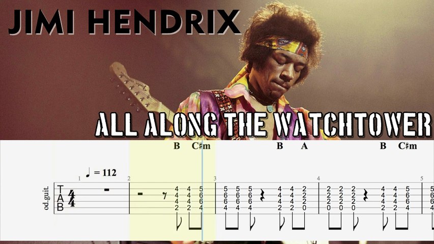 JIMI HENDRIX - ALL ALONG THE WATCHTOWER Guitar Tab | Guitar Cover | Karaoke  | Tutorial Guitar | Lesson | Instrumental | No Vocal - video Dailymotion