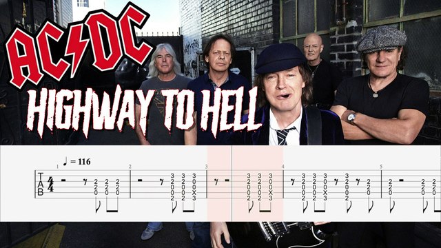 AC/DC - HIGHWAY TO HELL Guitar Tab | Guitar Cover | Karaoke | Tutorial Guitar | Lesson | Instrumental | No Vocal