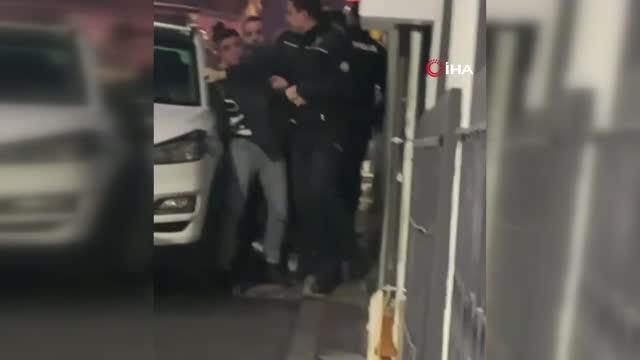 Uygulamadan kaçan şüphelinin yakalandığı anlar kamerada