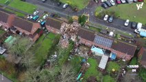 Shocking drone footage shows aftermath of suspected gas explosion in Evesham
