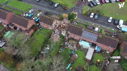 Shocking drone footage shows aftermath of suspected gas explosion in Evesham