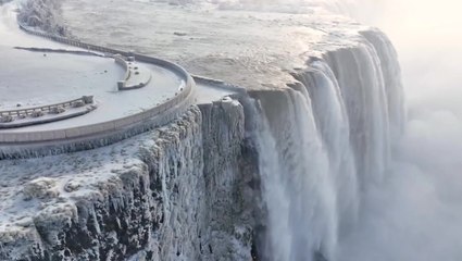 Niagara Falls partially freezes over as temperature dips in US amid winter storm