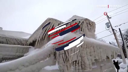 New York'taki kar fırtınasında, restoranın tamamen buz tuttuğu anlar