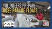 Volunteers assemble floats for upcoming annual Rose Parade