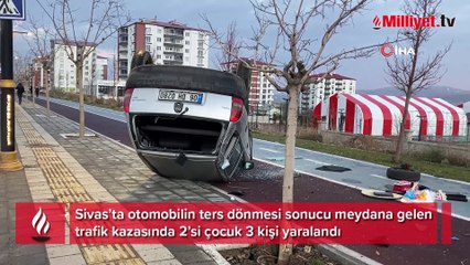 Kontrolden çıkan otomobil ters döndü: 2’si çocuk 3 yaralı