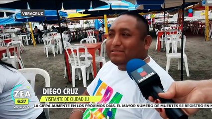 Frío sorprende a turistas que visitan las playas de Veracruz