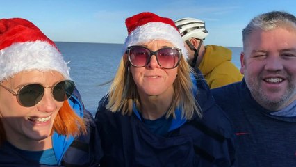 Swimmers 'enjoying' a cold water dip on Sheppey