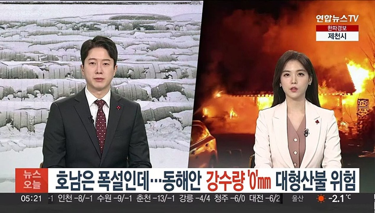 호남은 폭설인데…동해안 강수량 '0'㎜ 대형산불 위험