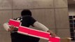 Guy Unbelievably Catches Boxes Behind His Back After Throwing Them in Air