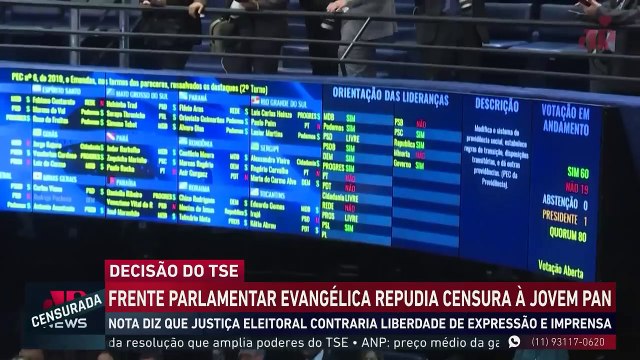 Frente parlamentar evangélica repudia censura à Jovem Pan