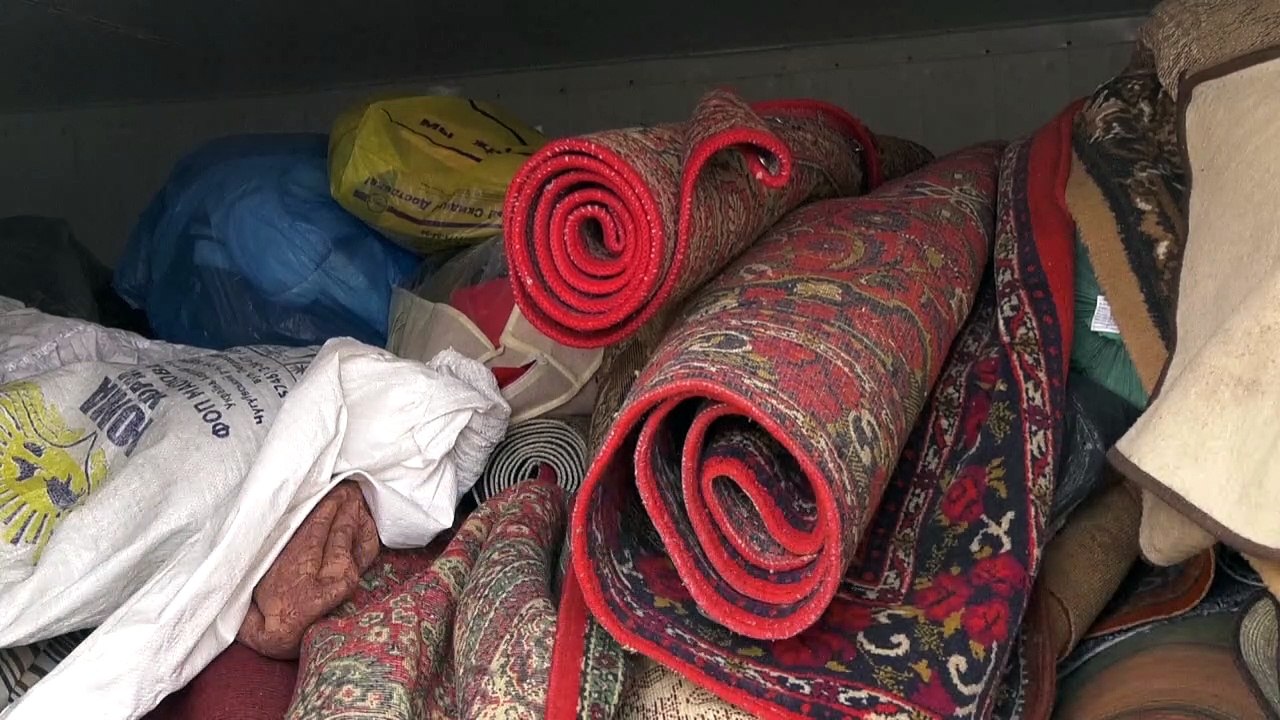 Ukrainian dog shelter uses donated rugs to insulate kennels video